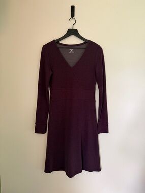 Horny Toad Long Sleeve V-Neck Knit Dress - Plum Size Small